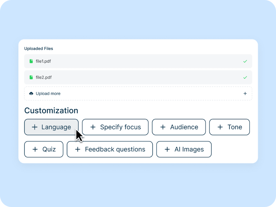 An illustration showing customizable AI settings, with icons representing style, focus, and resource allocation—symbolizing 7 adjustable aspects tailored to user preferences.