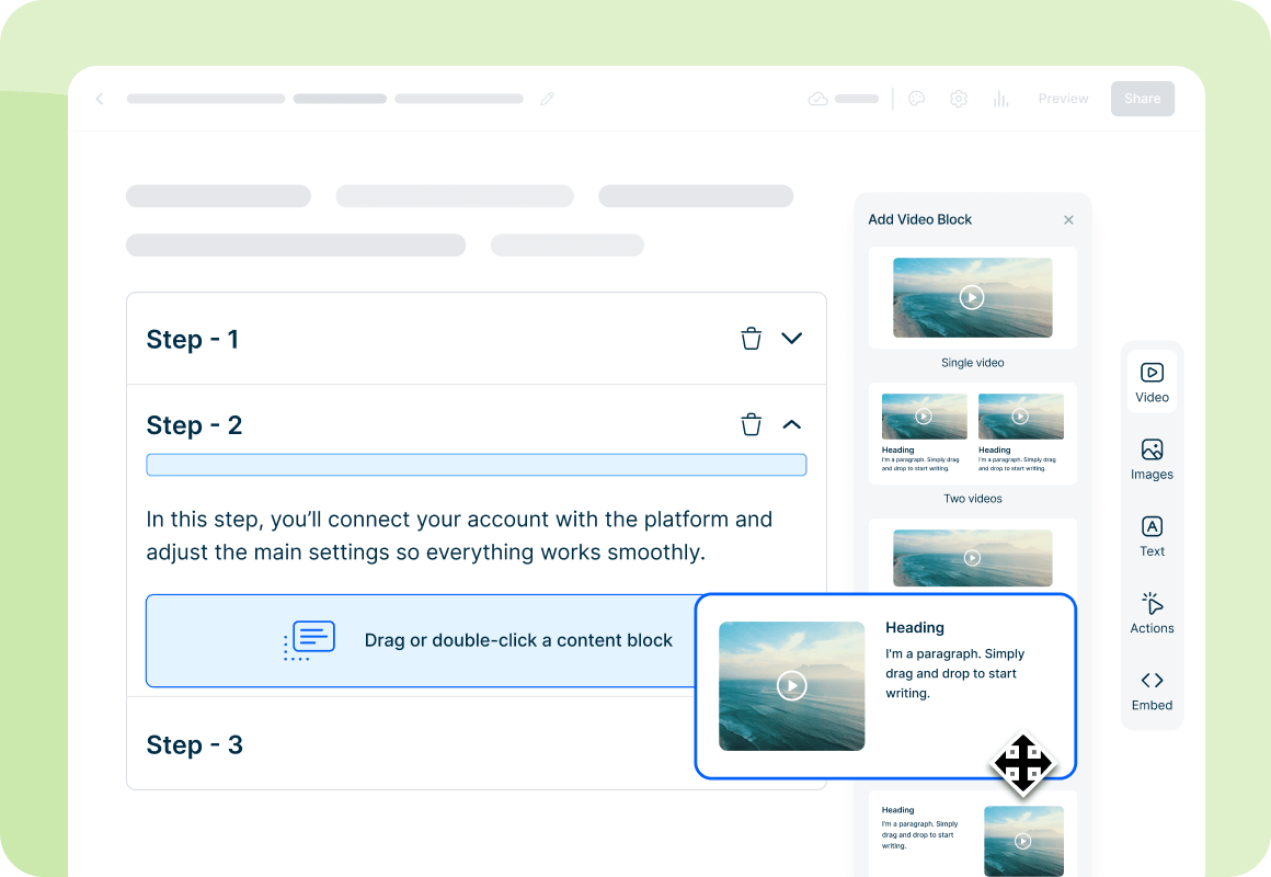 Course builder interface for creating and updating call center training content