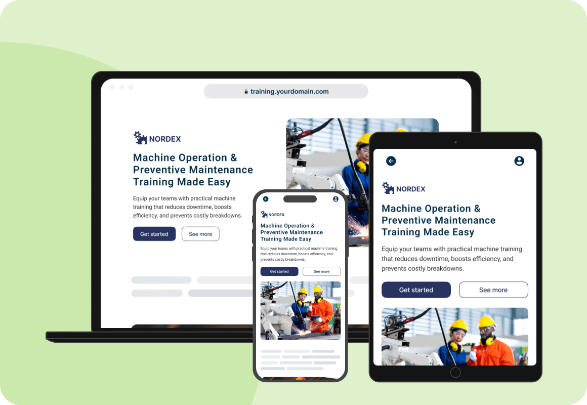 Remote and mobile learning platform on desktop and mobile devices for factory floor training