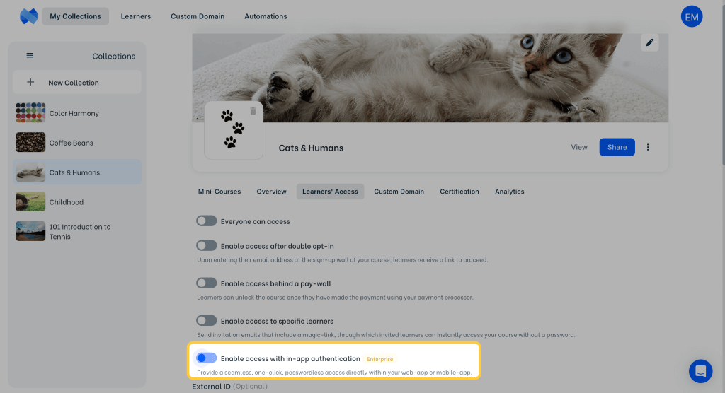 acceso al hub de aprendizaje