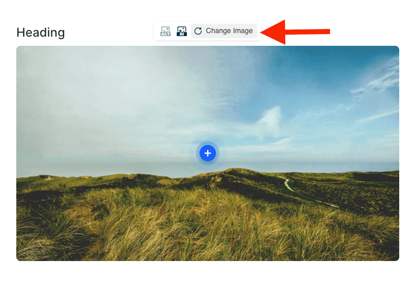 Image Hotspot block in Mini Course Generator showing Change Image button above the sample image.