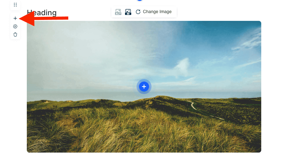 Adding new hotspot using plus icon on the top-left corner of the Image Hotspot block in Mini Course Generator.