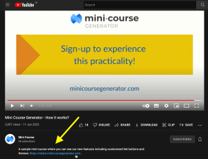 Área de descripción en YouTube